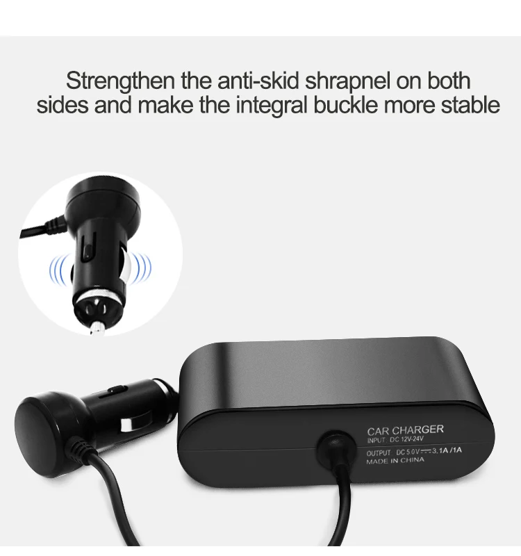 3 Way Auto Sockets Metal 5V 3.1A 2 Ports USB Car Charger Cigarette Lighter Socket Splitter