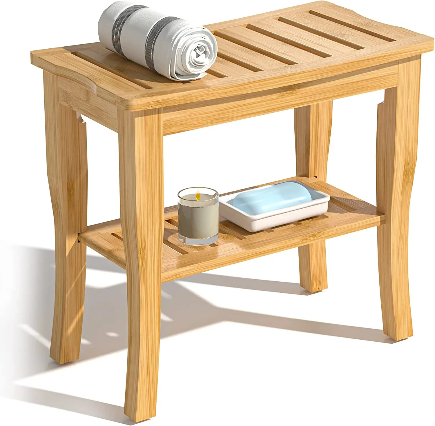 Bamboo Shower Bench Wood Shower Bench With Storage Shelf For Inside