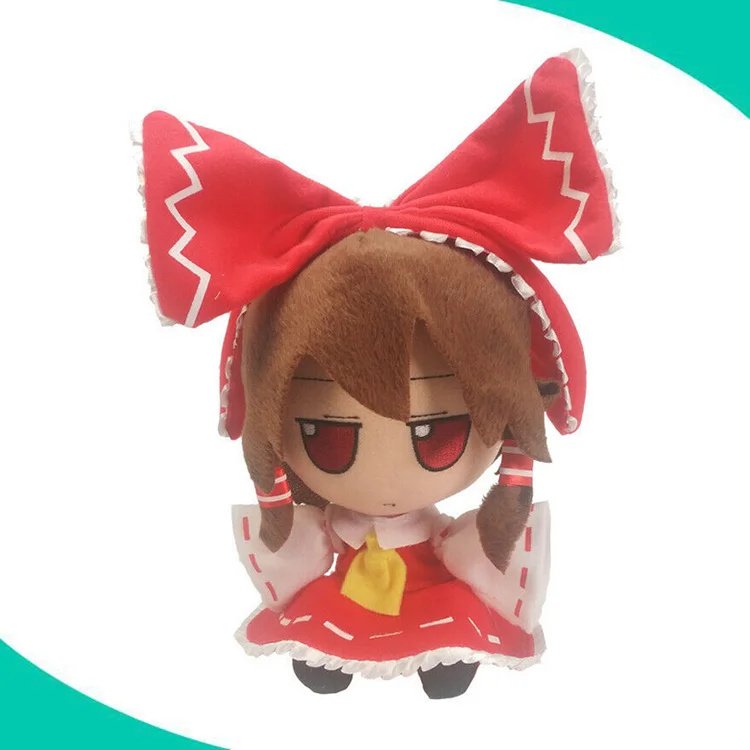 Cartoon Plush Stuffed Doll Touhou Project Hakurei Reimu Cosplay Mascot Toy 22cm 