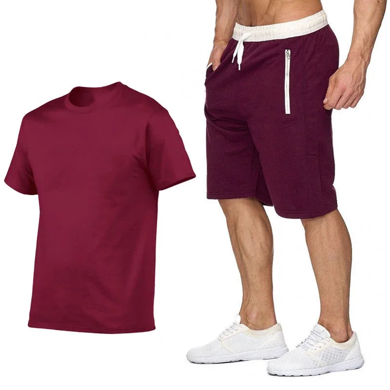 Summer Mens Shorts And T Shirt Sets Sports Wear Clothing Suit Short