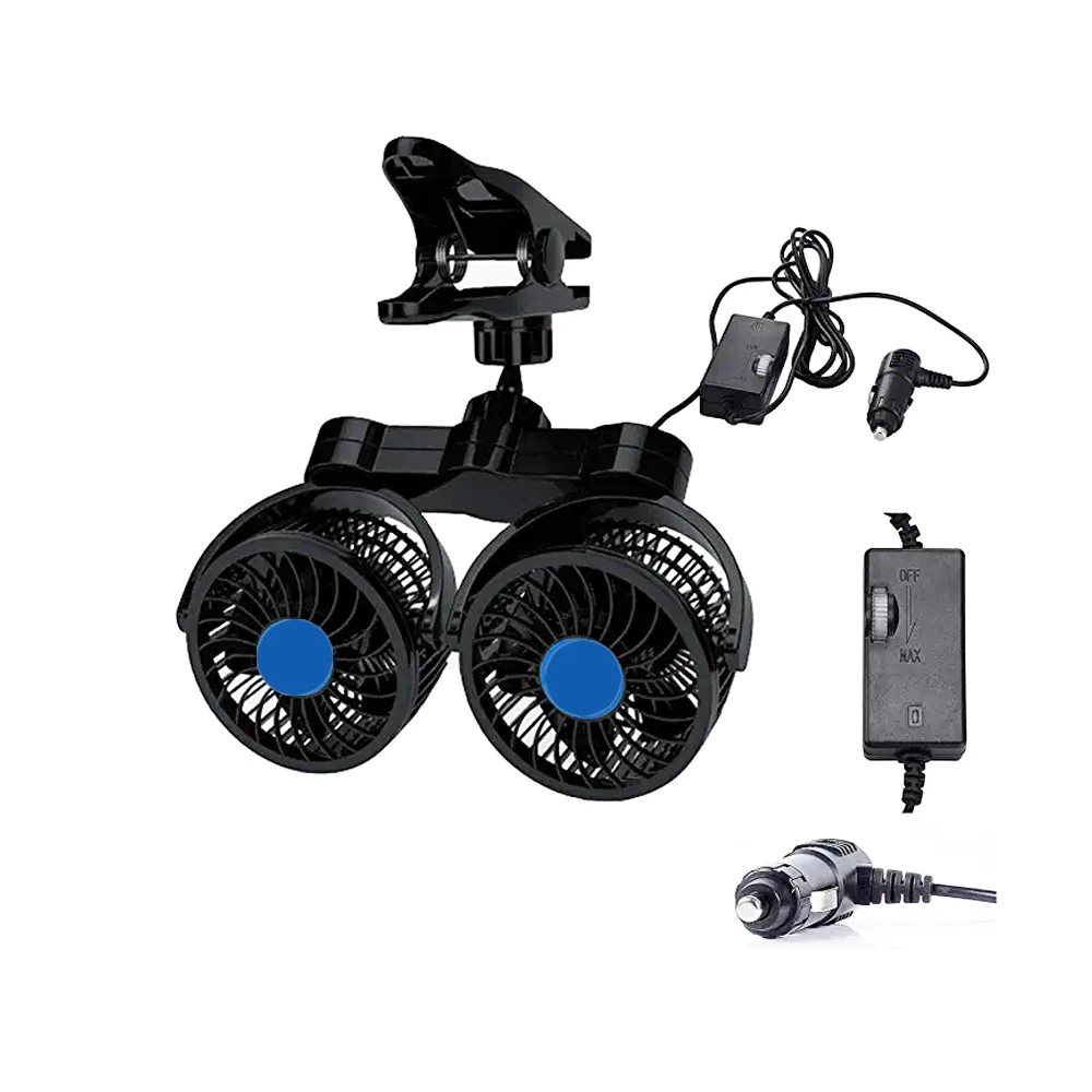 TIIKERI 12V DC Electric Best Car Interior 12 volt portable fan Quiet Strong Dashboard Cooling Air Fan for SUV RV Boat Auto Vehicles