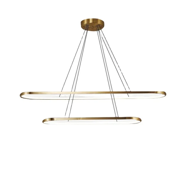 Nordic Double Ring Copper Hanging Lamp LED Golden Chandelier Pendant Lighting Fixtures
