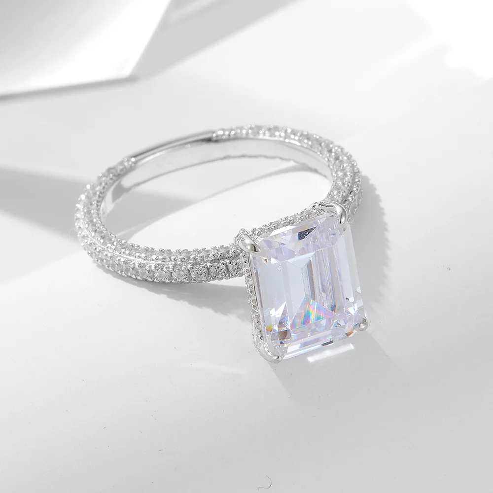 S925 Sterling Silver Platinum Plated Full Diamond Gemstone Rings Women's Lab Diamond Combination Wedding Party Suit Ring