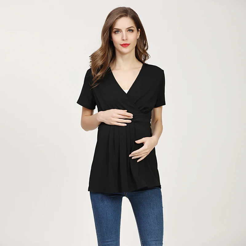 2020 d'été Vêtements De Maternité Allaitement t-shirt Tops D'allaitement Femmes Bon Étirement Vêtements V cou Et taille S-3XL