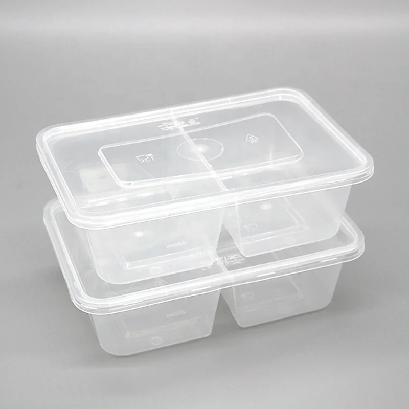 Takeaway Two Compartment 650ml Food Packaging Containers Plastic For ...