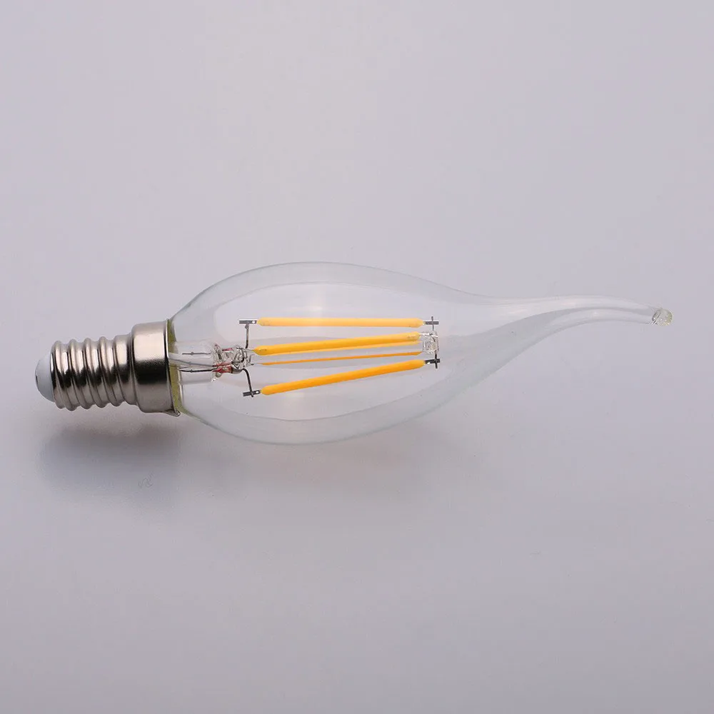 Home And Commercial C Shape Transparent Glass China Smart Led Candle Filament Bulbs