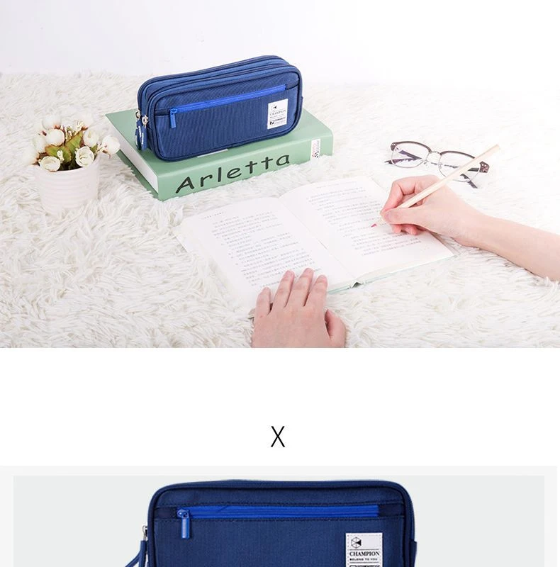 product-2020 Creative Zipper Pencil Case Twill Canvas Large Pen Box Kawaii Pencil Bag For Student Gi