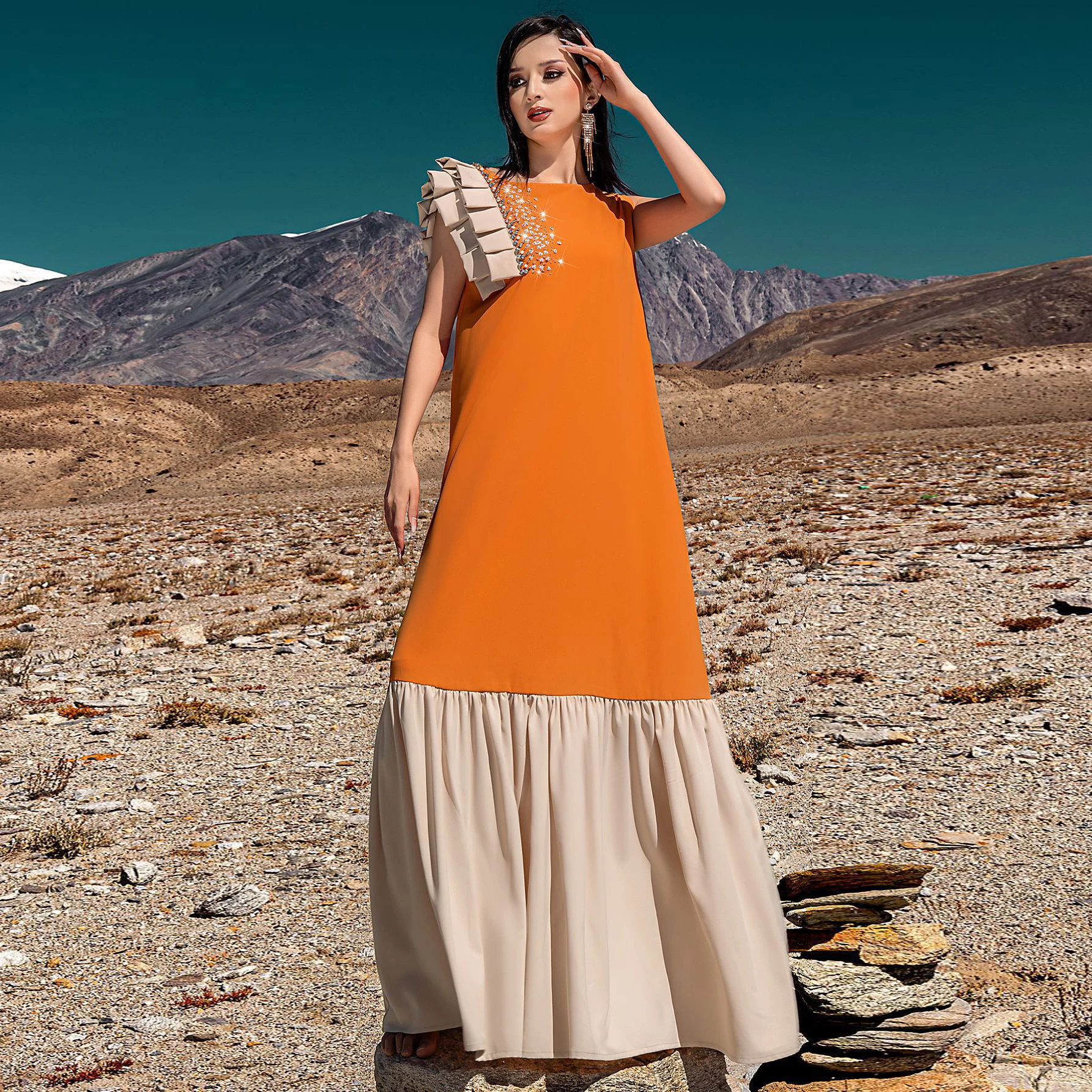 orange and beige dress Sunset Ombre Maxi Dress Orange S