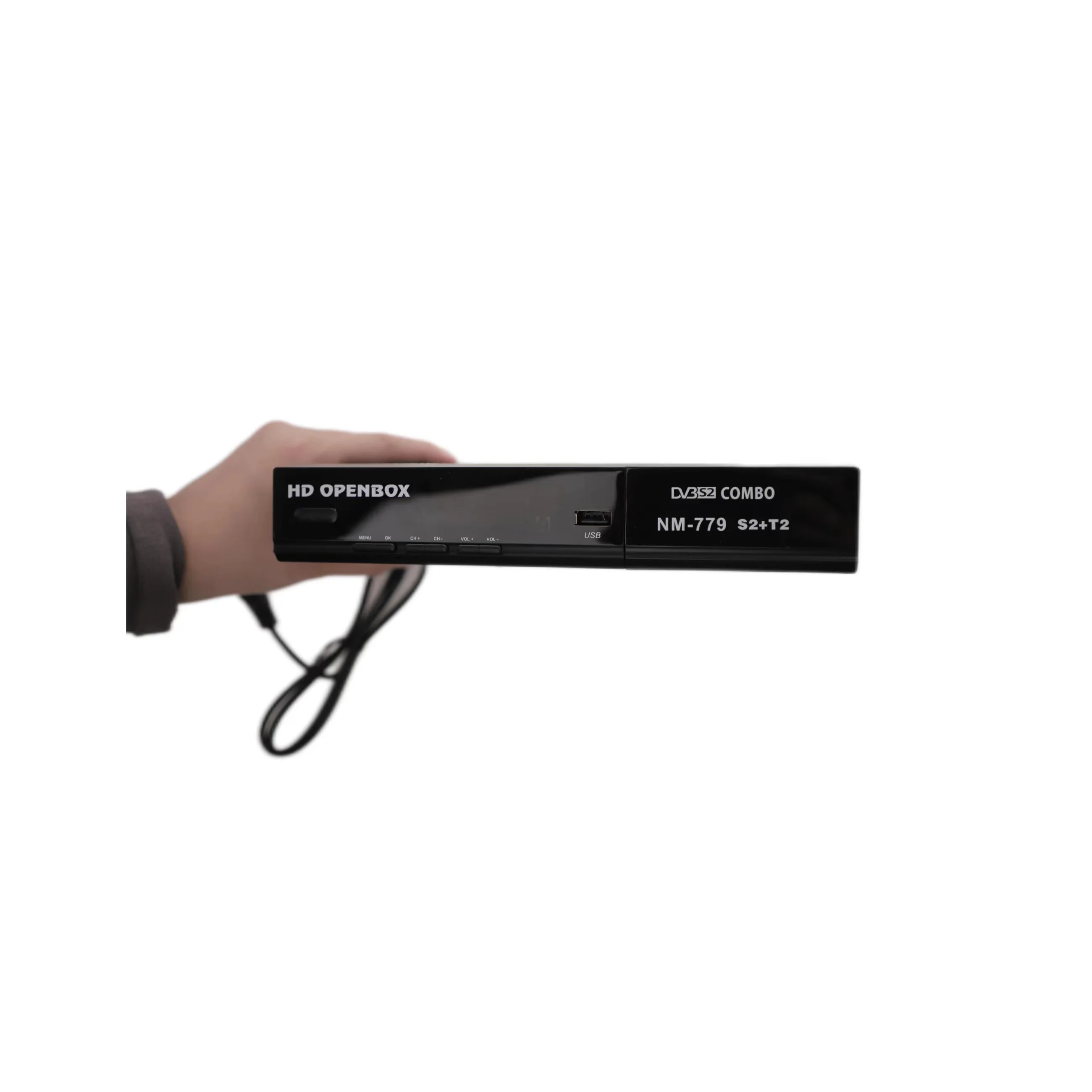 Smart box internet TV decoder with USB drive, remote, and HDMI cable