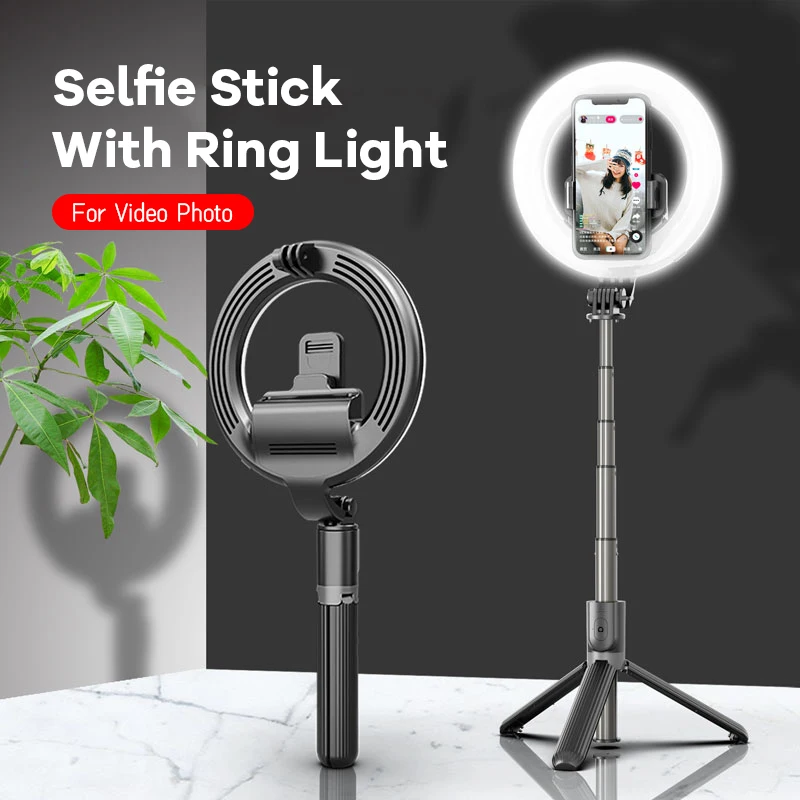 4 in 1 selfie ring light wireless Bluetooth selfie stick mini tripod Handheld Extendable selfie stick With LED Ring light L07