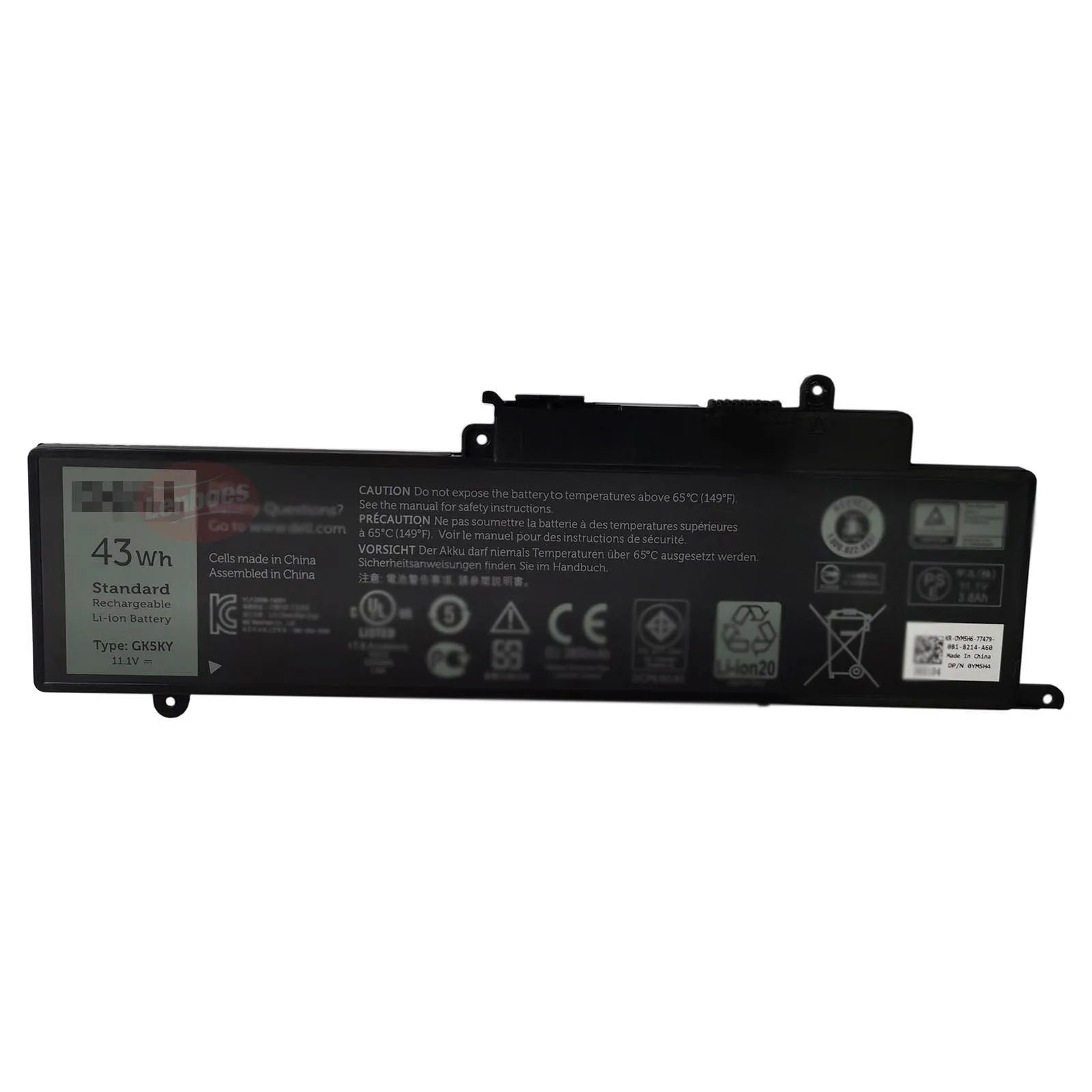 GK5KY 11.1V 43Wh 3Cell Battery for Dell Inspiron 11 3147 3148 3152 3157 13  7347 7348 7352 7353 7359 15 7558 7568 Laptop Battery