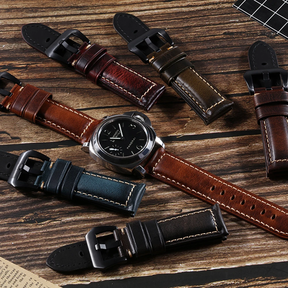 Oem Custom Wholesale Men Italian Vintage Genuine Leather Watch Band