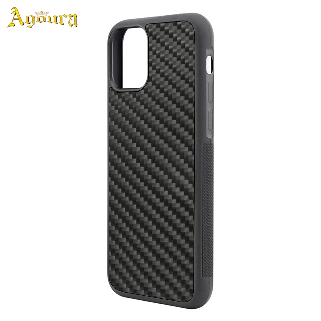 For iphone 11 TPU PC real carbon fiber 3K twill two-in-one mobile case covers