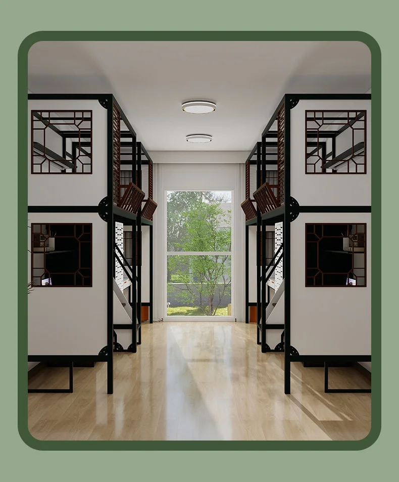 product multifunctional dormitory bed single loft bed metal bunk bed with wardrobe cloakroom for school-11