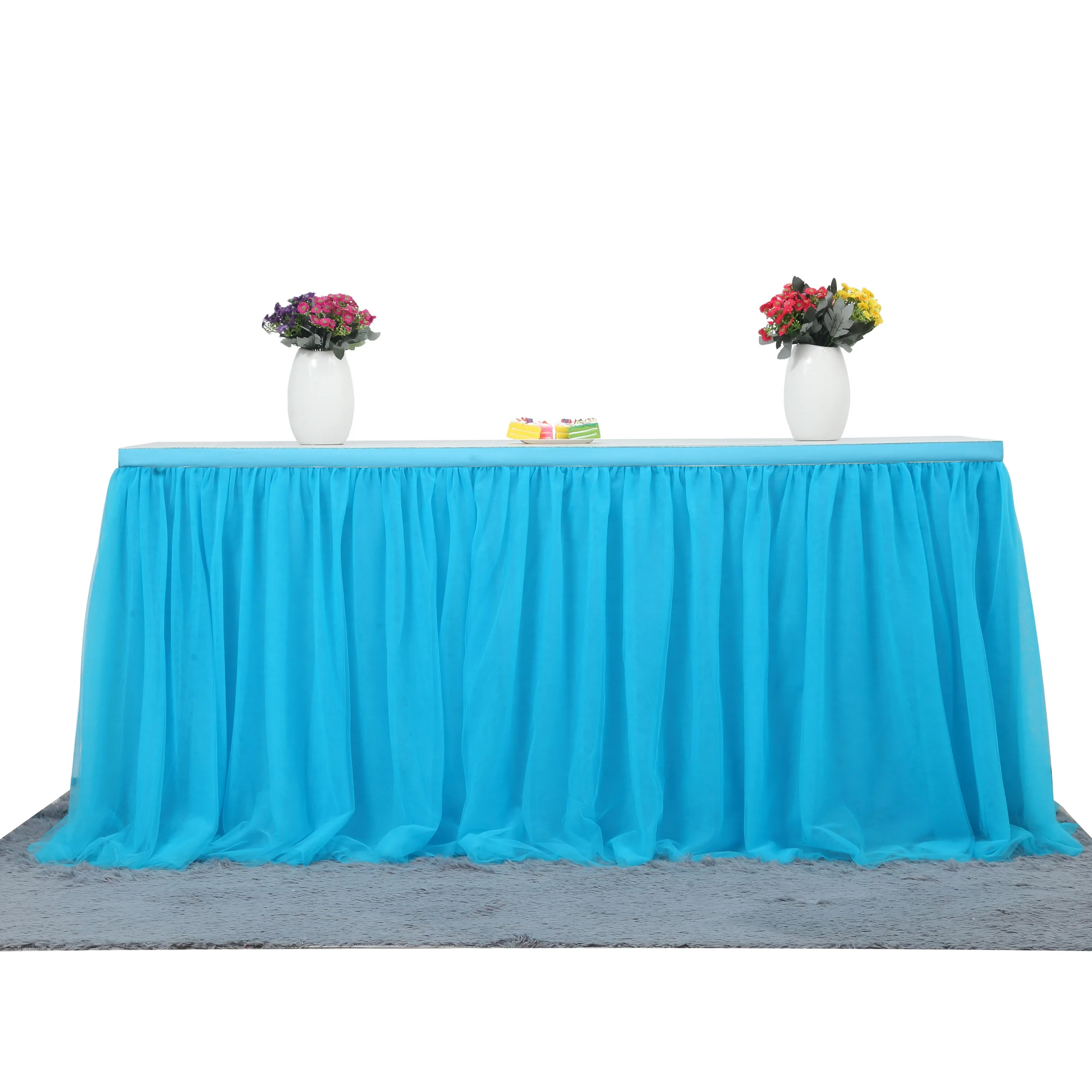 蓝色简洁和简单的风格装饰 antependium 薄纱桌布裙子