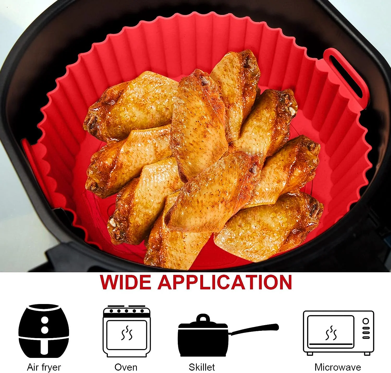 Reusable Round Silicone Airfry Air Fryer Liners Pot Food Safe Non Stick