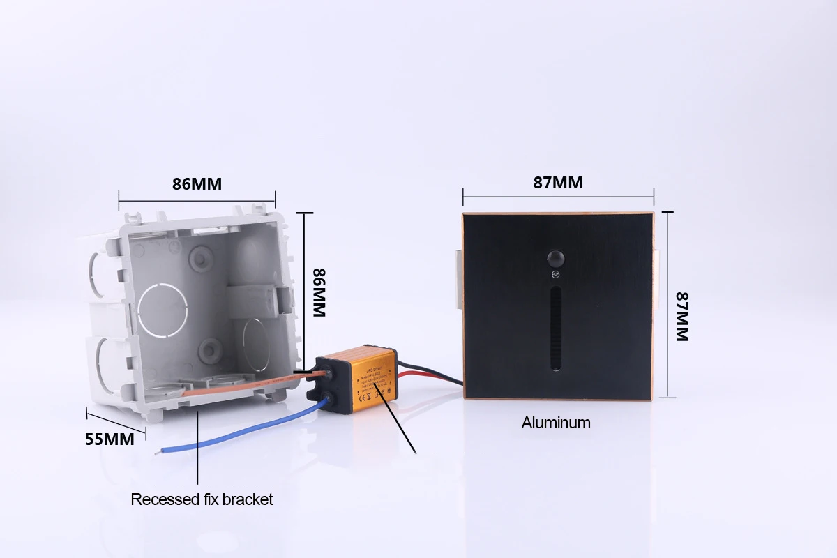 3W Embedded LED Step Light Sensor Flicker-free AC85-265V Stair Step Walkway Corner Light Sensor for outdoor