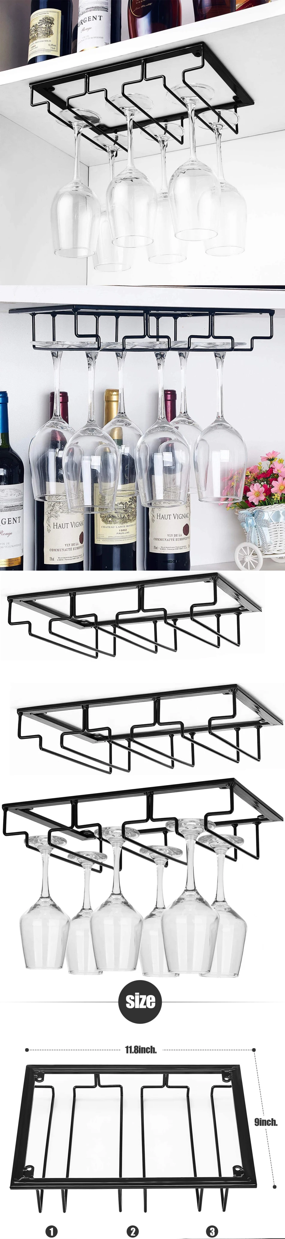 Estante De Metal Para Copas De Vino,Estante Colgante De Hierro Negro