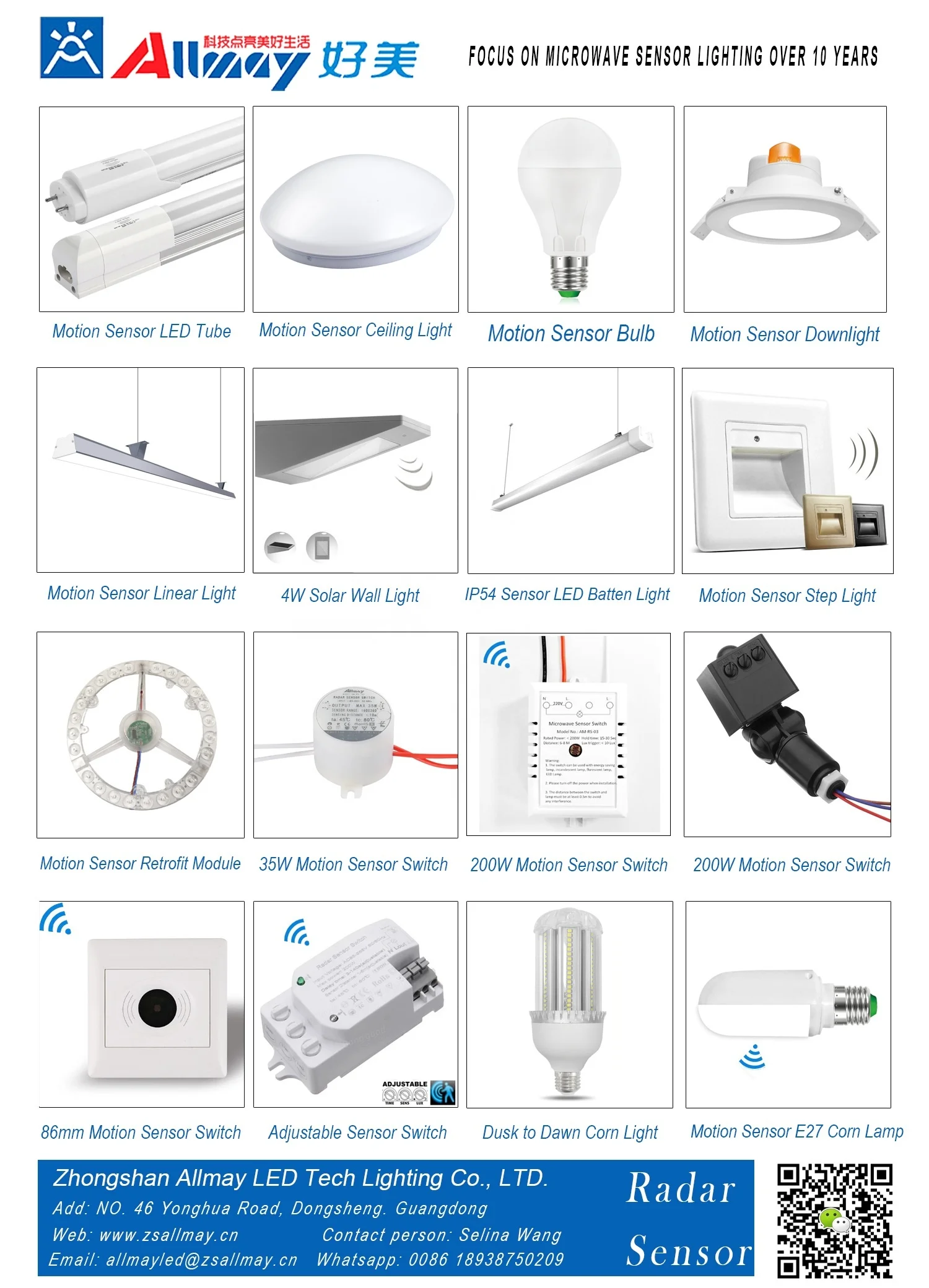 Motion sensor led lighting