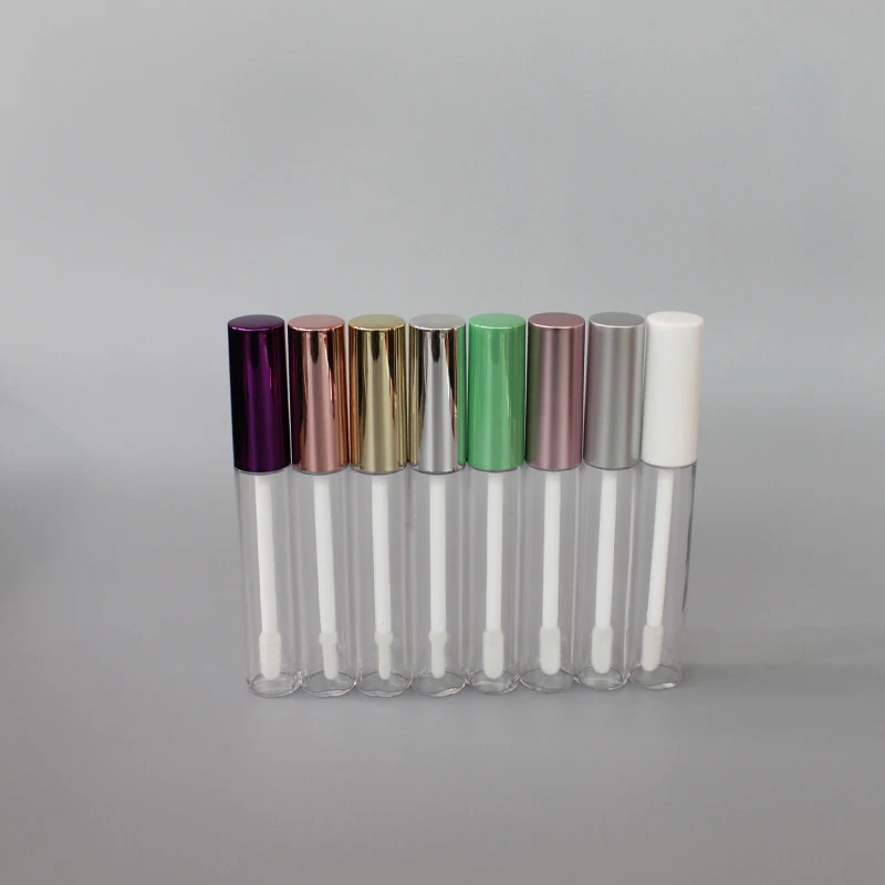 Wholesale Custom Logo Empty Purple Lip Gloss Tube Container with Brush For Liquid Cosmetics Packaging