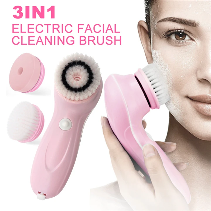 3 In 1 Multifunctional Usb Rechargeable Electric Dry Brushing Body Facial Cleansing Exfoliating