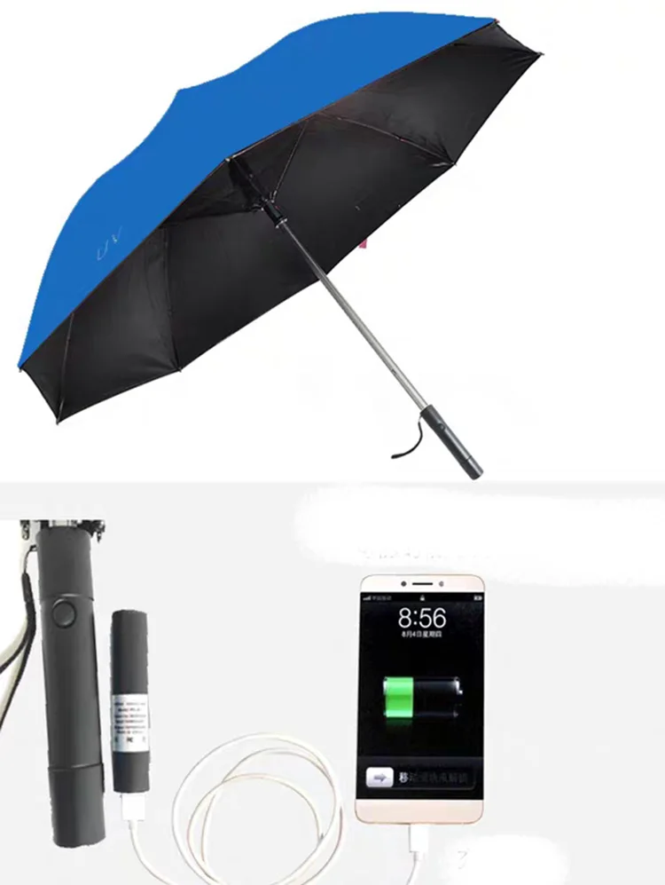 Special USB anti-uv waterproof solar fan straight umbrella