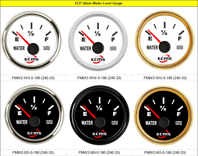 Black 52mm 0190ohm Water Tank Gauge Boat Pointers Water Level Gauges