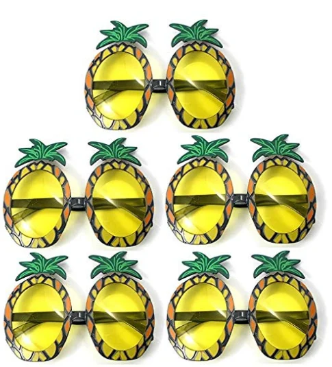 Tropical Pineapple Glitter Glasses Yellow and Green Hawaiian Party Accessory