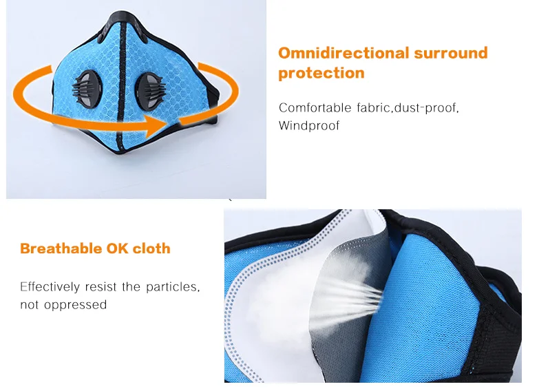 Carbon Filter Cycling Mask Riding Outdoor Anti-Dust Training Sports Mask