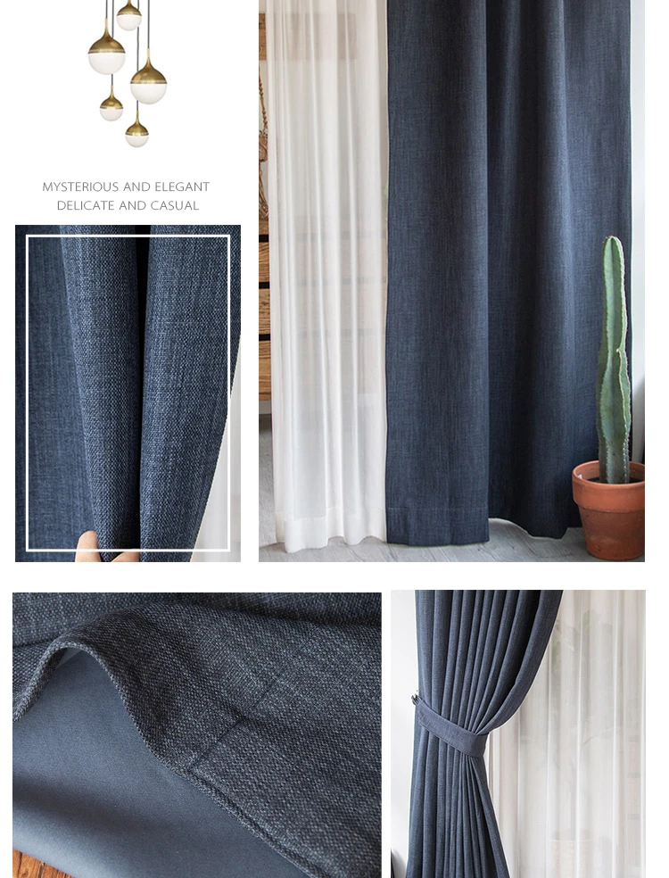 Großhandel Luxus Einfarbig Fertig Leinen Stoff Fertig Gemacht Blackout