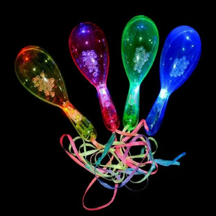 New Arrival Multi Color Led Plastic Maraca Flashing Maraca Party Fun