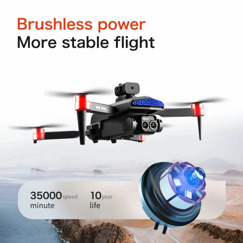 Obstacle Avoidance Folding Dual Lens 4k Selfie Four-axis Drone D6 Pro 2 