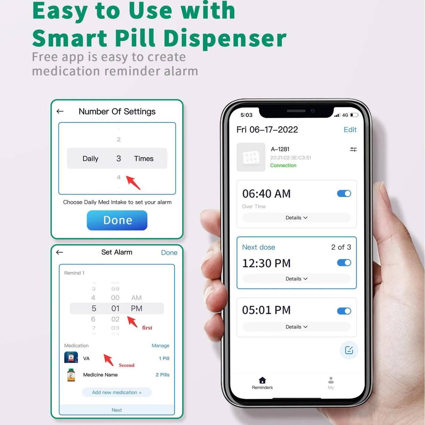 Bluetooth Smart Electronic Pill Box Medication Reminder 28-Compartment ...