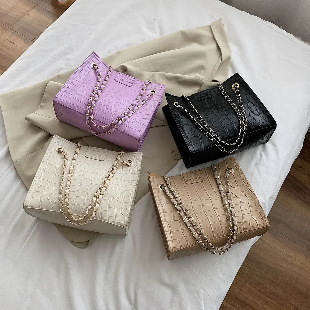 product-GF bags-Fashion PU Stone Pattern Handbags Women Solid Color Travel Daily Crossbody Bags Yout-3