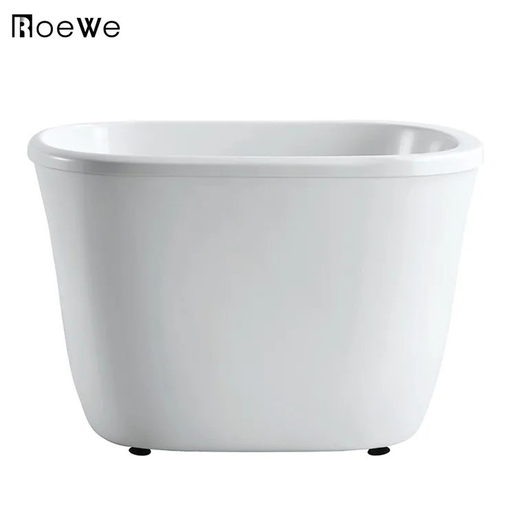 Modern Small Deep Bathtub,White Plain Seamless Acrylic Soaking Bath Tub