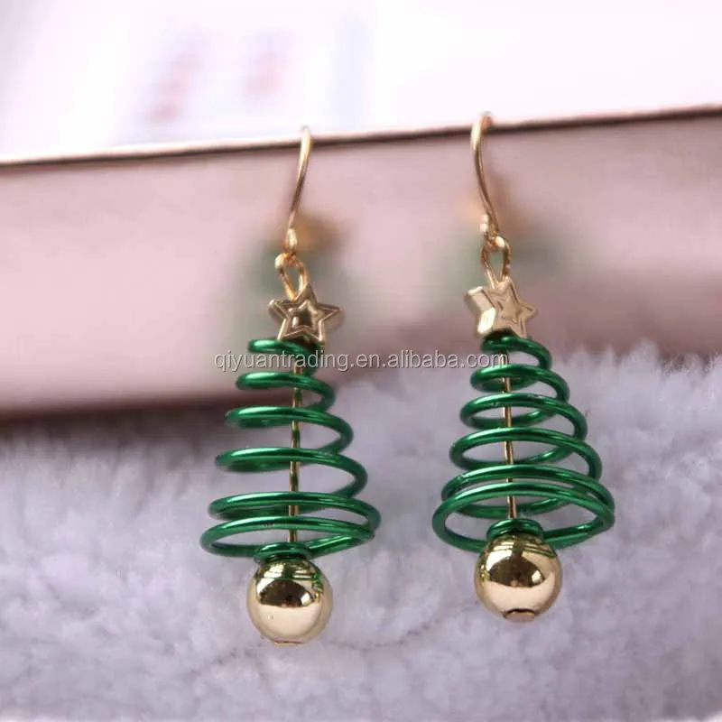 Green Ear Studs Christmas Tree Earring Cheap Beautiful Fresh Spiral Star Earring