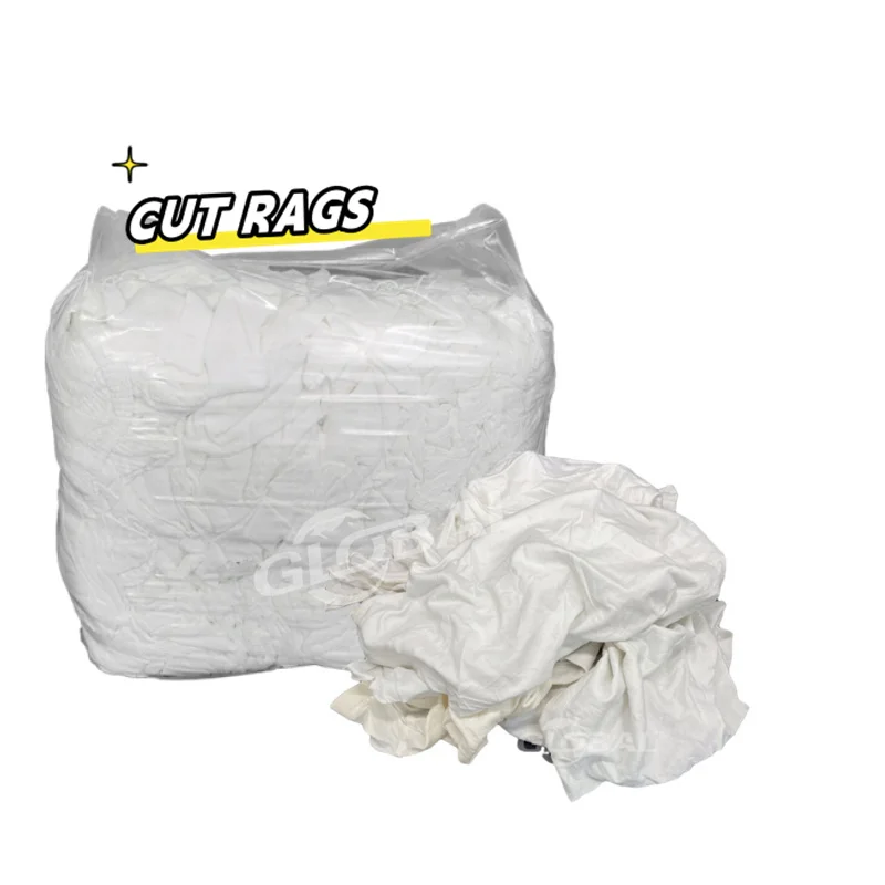 White Cotton T-Shirt Rags for Marine Cleaning - Durable Wiping