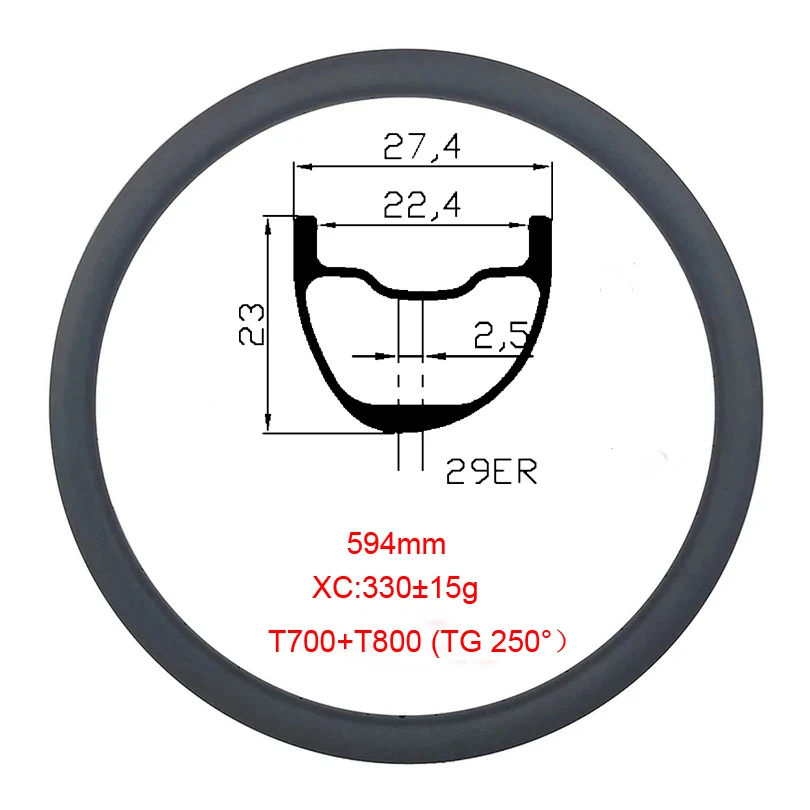 MARAZA 29ma2723n Carbon Fiber Enduro 29er MTB Bicycle Rims