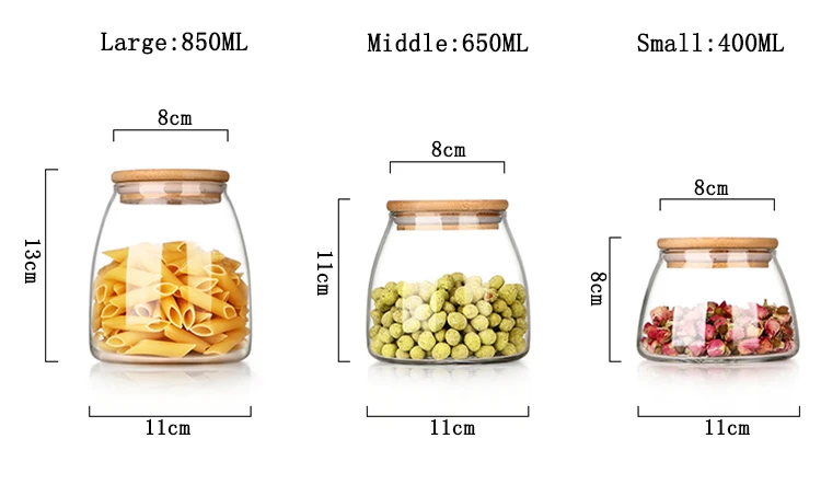Transparent Glass Storage Coffee Candy Customized Lid Kitchen Glass Canister