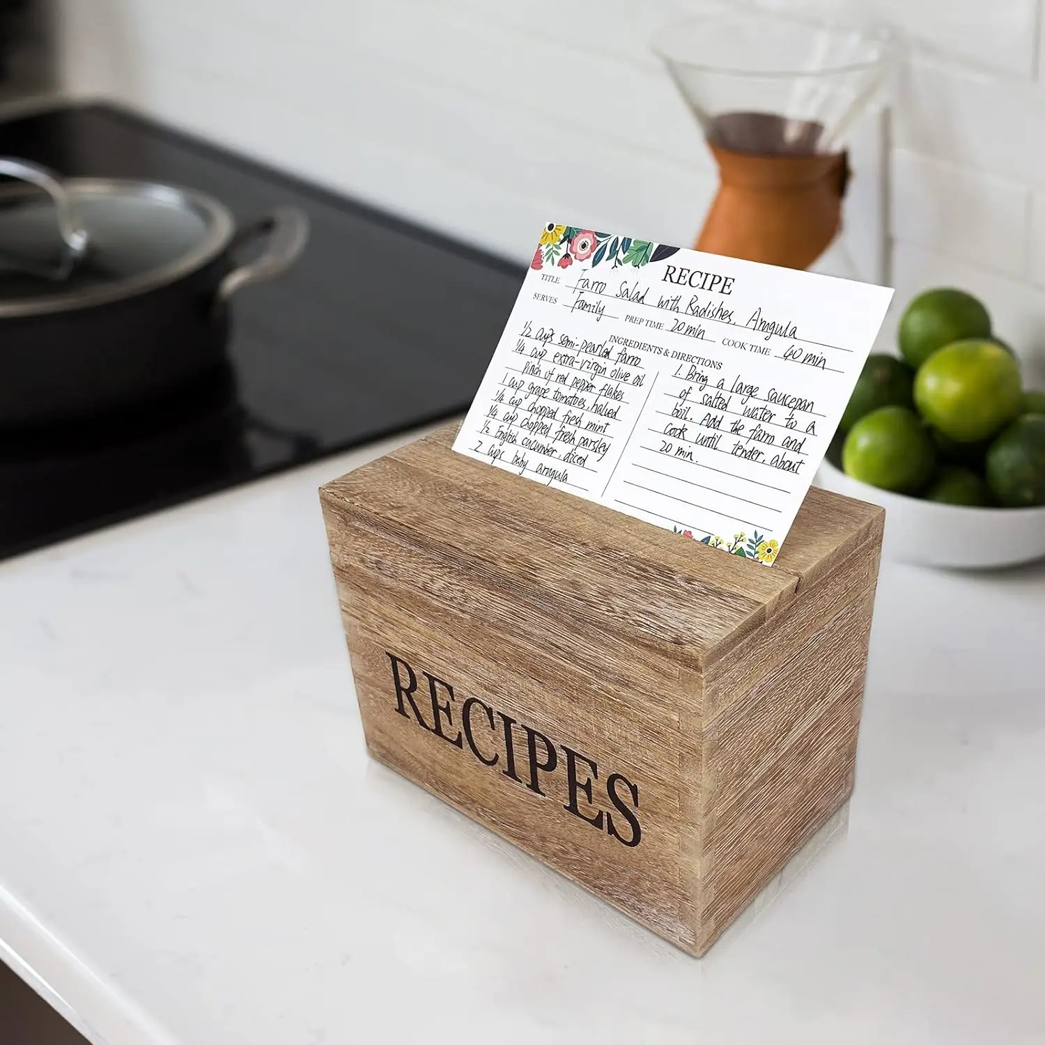 Newly Recipe Box,Recipe Cards,Rustic Wood Box Organizer Set,Cute Box