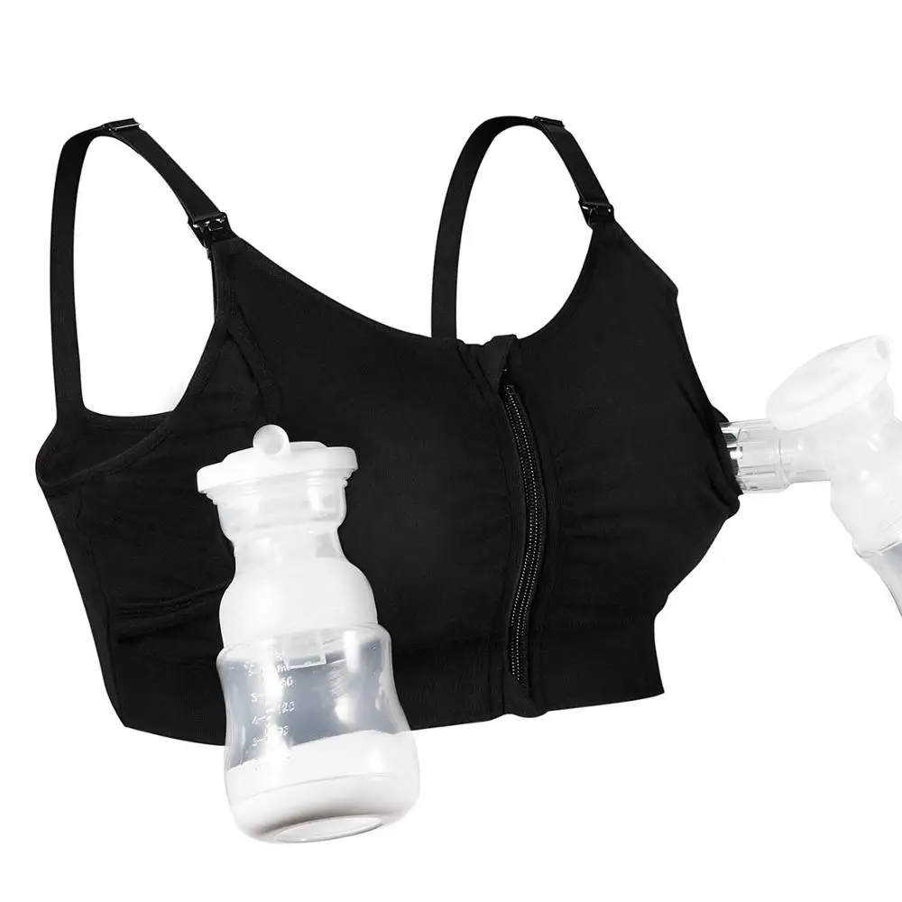 Momcozy Zipper Breast Pump Nursing Bra Hands Free Pumping Bra Suitable
