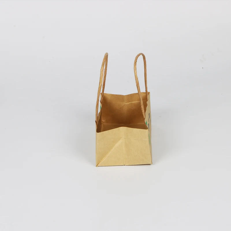 mini paper bag snack french fries recycled bag package brown kraft with twisted handle