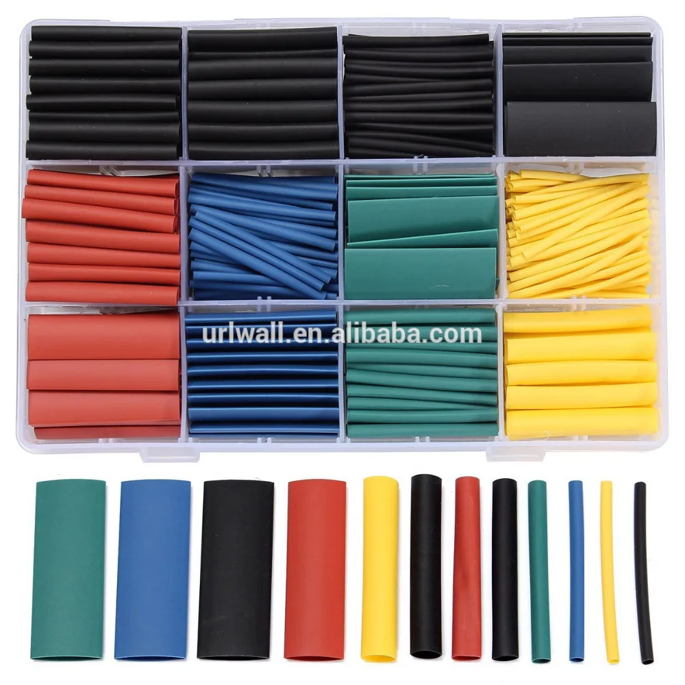 URBEST 530 Pcs 2:1 Heat Shrink Tubing Tube Sleeving Wrap Cable Wire 5 Color 8 Size 