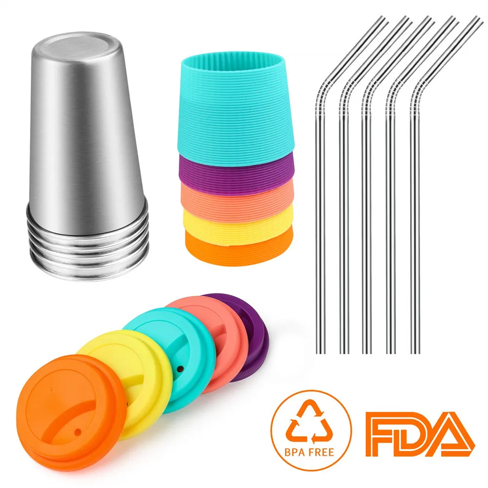 Premium Grade Chilling Beer Glasses Brushed Metal Drinking Glasses Unbreakable Water Tumblers 16 oz Stainless Steel Pint Cups  