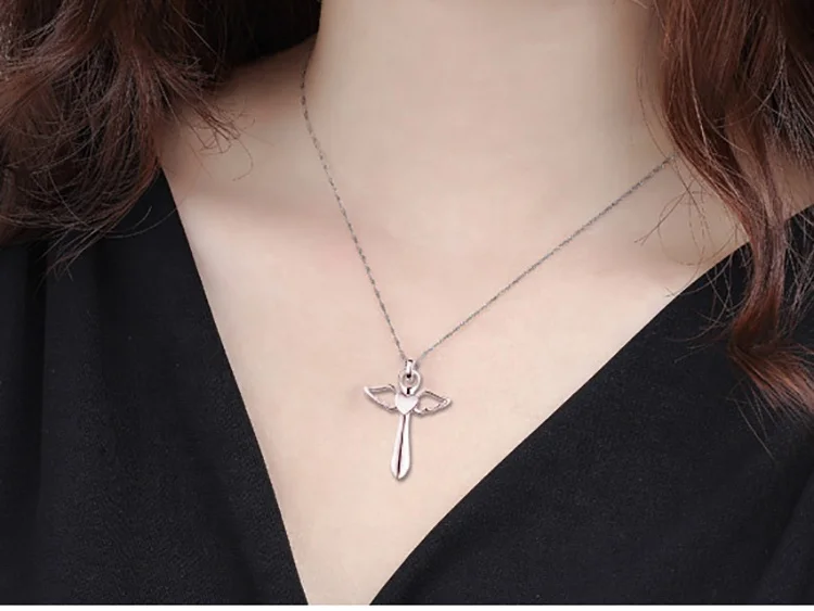 Best friend custom design angel wing cross pendant