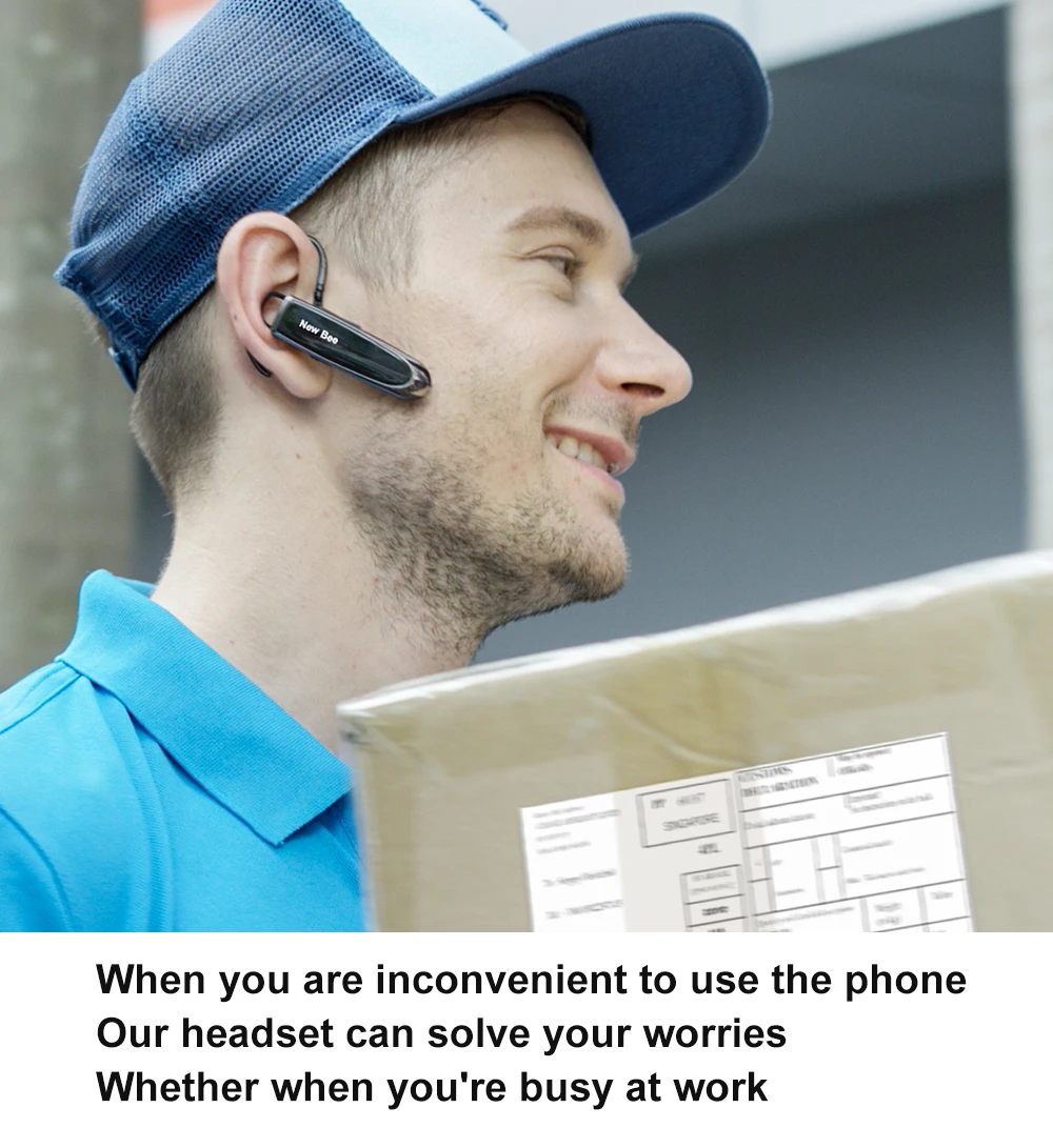 New Bee Bluetooth 5.0 Earpiece Handsfree Headphone Mini Wireless