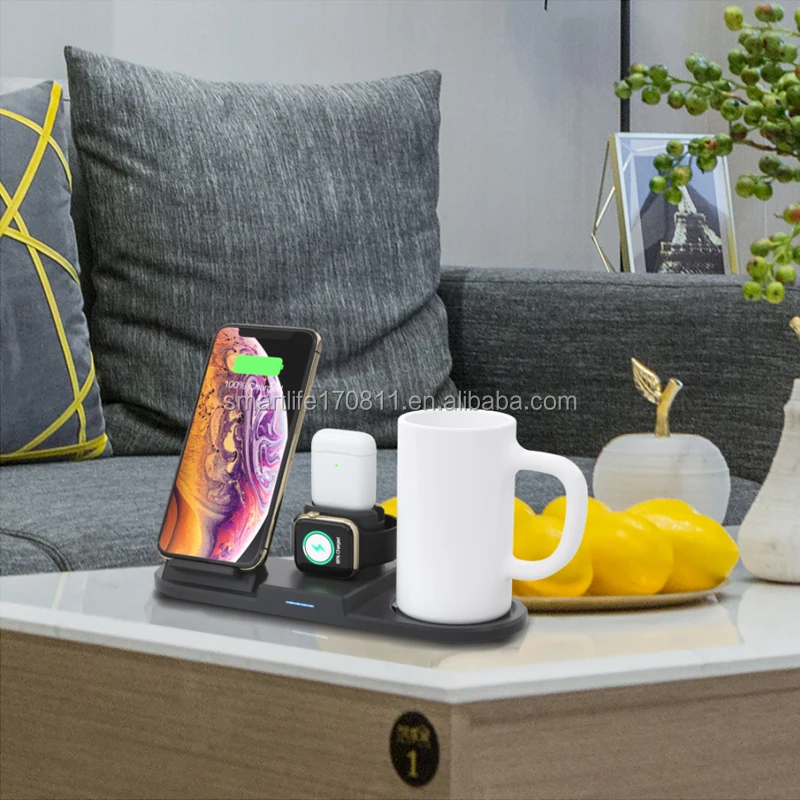 2020 new arrival 15W 4 in 1 Multifunction intelligent thermostatic free mug cup qi wireless charger for iPhone 11 PRO MAX
