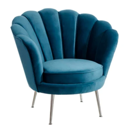 Fast Ship Big Size Velvet Upholstered Flowered Armchair Living Room Flower Shape Accent Chair with Golden Legs details