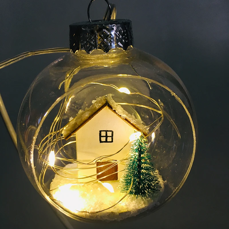 Christmas And Home Decoration House Snow Pine Hollow Out Ball Light Led