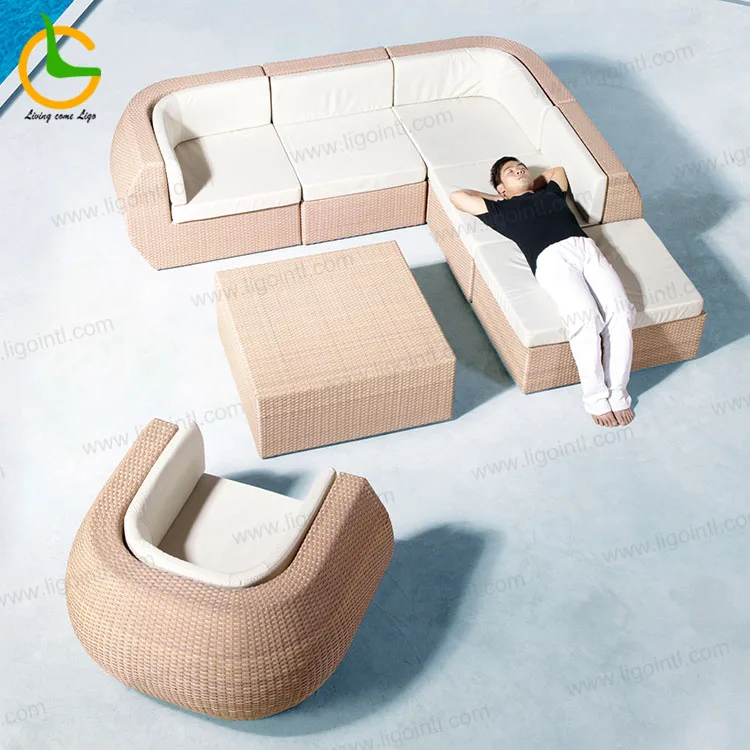Conjunto De Sofás De Mimbre Modernos Para Jardín,Muebles De Patio